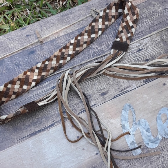 70\'s vintage suede braided belt small medium